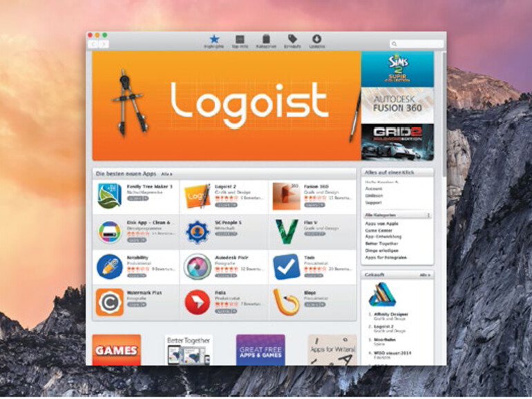Die App namens App Store bietet nicht nur Zugang zu Apples Downloadstore, sondern verwaltet auch das Herunterladen und Installieren von Updates