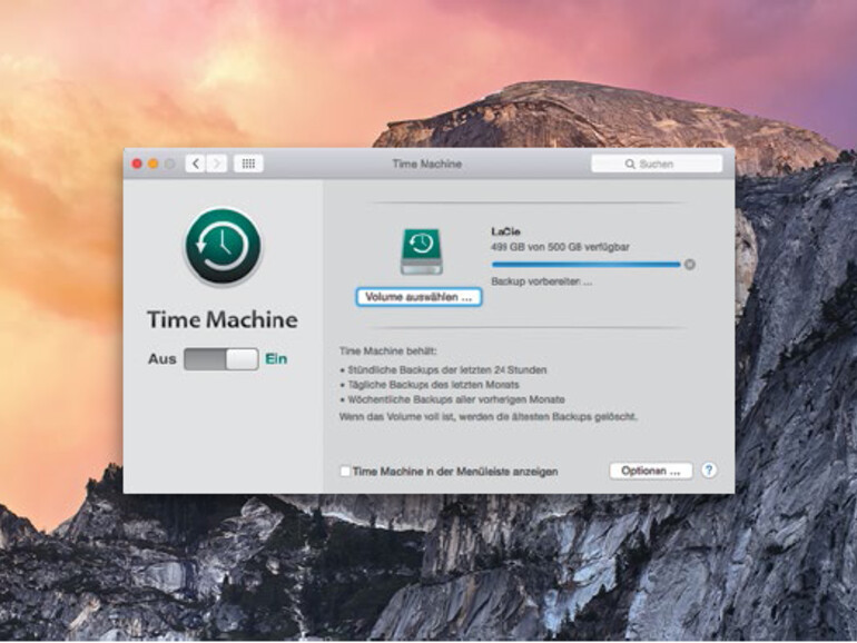 Die Datensicherung über Time Machine läuft automatisch im Hintergrund. So muss man sich nie selbst um ein Backup kümmern