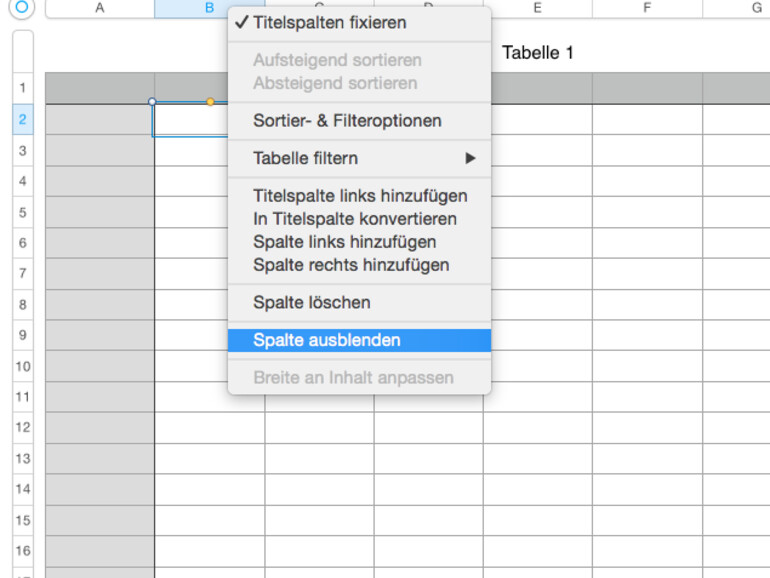 So blenden Sie Spalten aus.