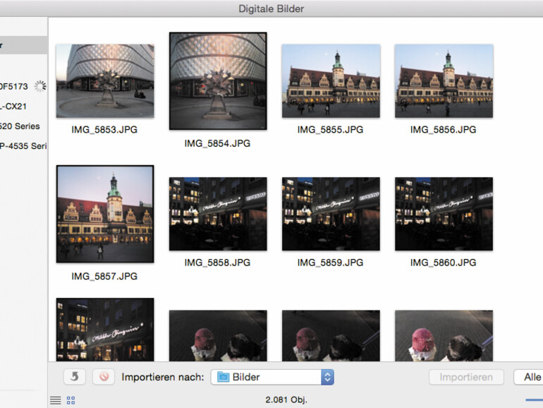 05: Über die Icons unten im Fenster können Sie zwischen der Listenansicht und der Symbolansicht wechseln. Der Schieberegler legt die Größe der Vorschaubilder fest.