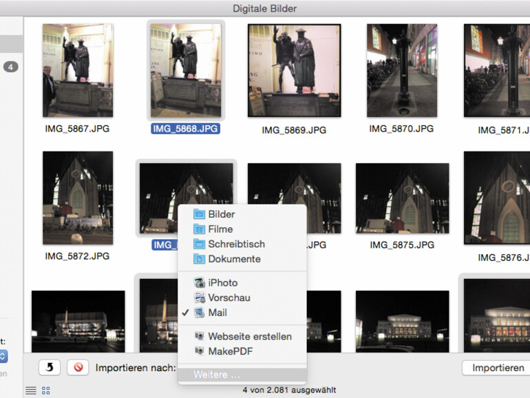07: Bestimmen Sie über das Aufklappmenü, wo die Bilder auf ihrem Mac gespeichert werden sollen. Über „Weitere …“ können Sie den genauen Ordner festlegen.