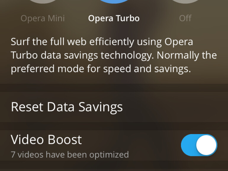 Die Komprimierungseinstellungen von Opera Mini 9 auf dem iPhone