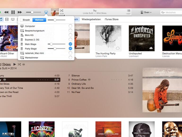 iTunes kann mehrere AirPlay-Lautsprecher gleichzeitig ansteuern