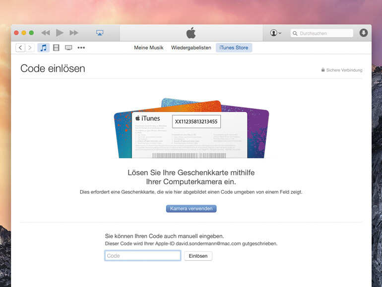 Gutschein für den iTunes Store einlösen