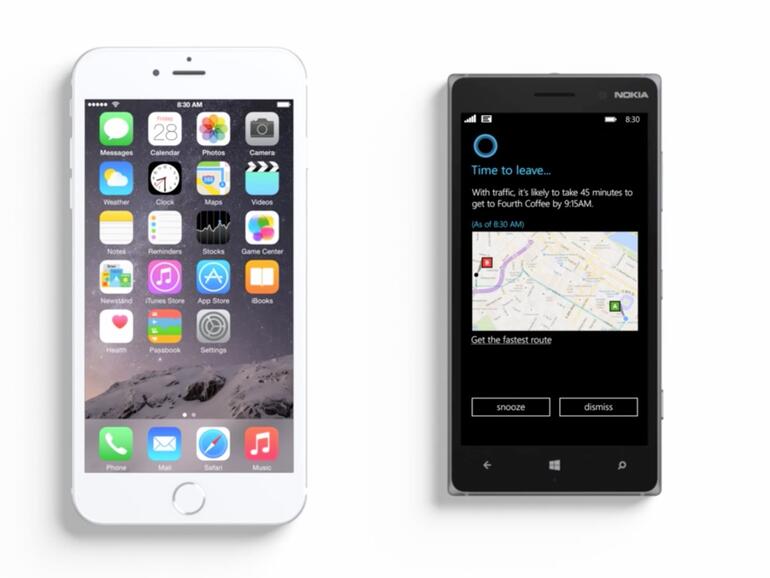 Cortana bezieht Verkehrsdichte in Fahrzeiten mit ein und erinnert rechtzeitig ans Losfahren.