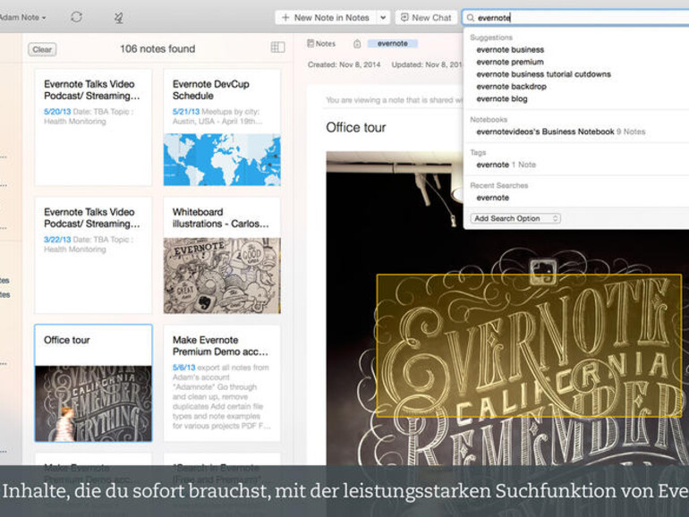 Evernote 6 auf OS X
