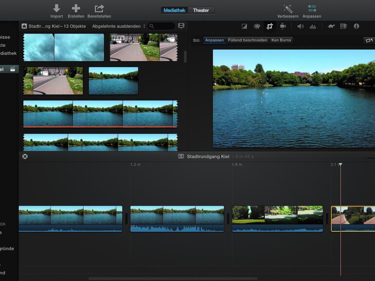Das Werkzeug „Beschneiden“ lässt sich nutzen, um ungewolltes Material am Rand auszuschneiden