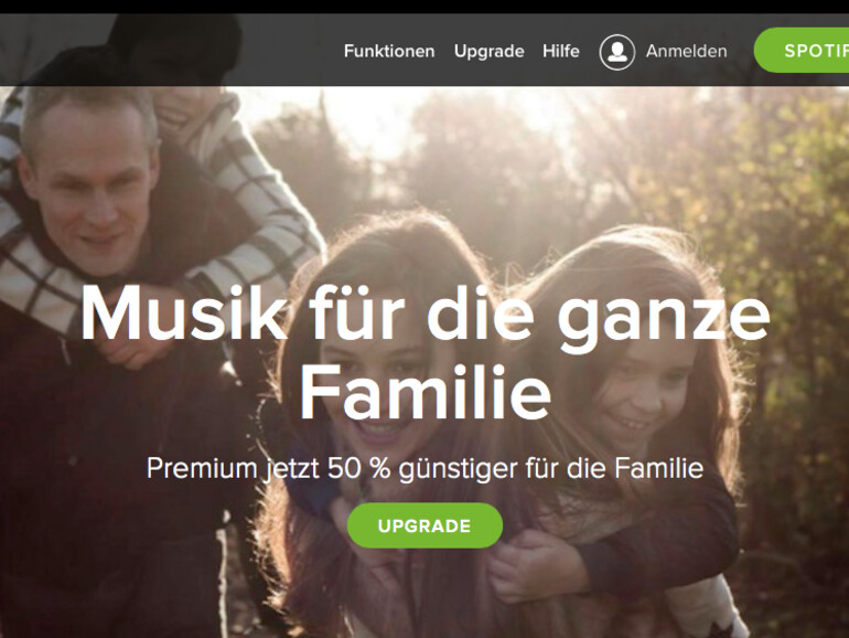 Familientarif mit 50 Prozent Nachlass bei Spotify