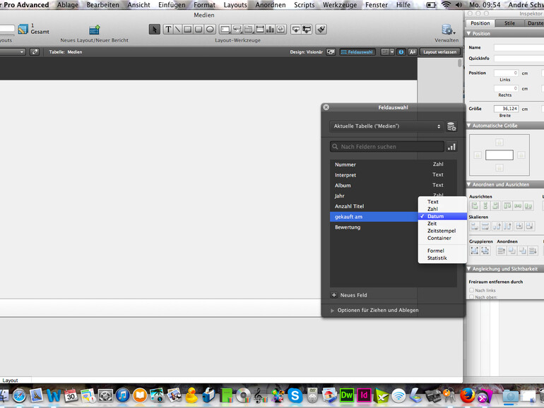 Schritt 2: Wählen Sie den richtigen Typ (Text, Zahl etc.) aus. Das ist für etwaige Skripte oder Rechenoperationen notwendig. „Text“ ist universal, „Zahl“ ebenso. Sie können sowohl Feldnamen als auch -typ später ohne Probleme ändern.
