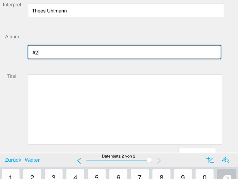 Schritt 10: Mit einem Tipp auf „Neuen Datensatz anlegen“ können Sie neue Einträge anlegen. Auch das Blättern zwischen den Einträgen oder eine Abfrage ist hier möglich. Schneller kommen Sie kaum zu einer individuellen Datenbank.