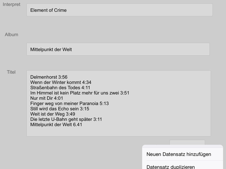 Schritt 9: Links unten stehen verschiedene Layouts zur Auswahl. Wählen Sie hier das für Ihr Touch-Gerät. Die Eingabemaske wird angezeigt, und Sie können mit dem Plus/Minus-Symbol neue Datensätze anlegen, kopieren oder löschen.