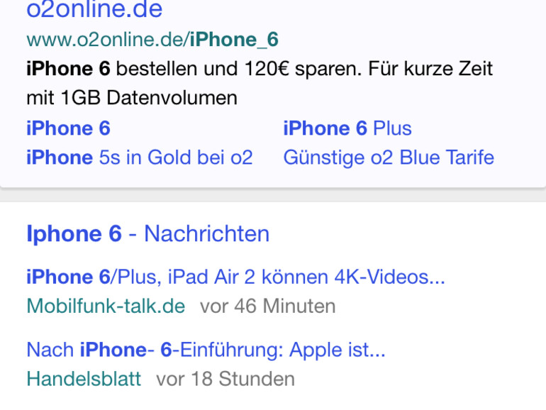 iPhone-6-Suche über Yahoo