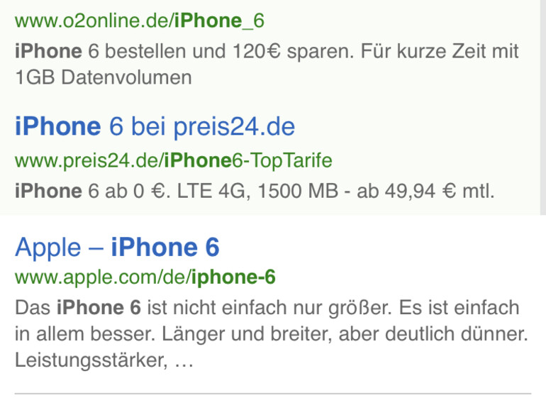 iPhone-6-Suche über Bing