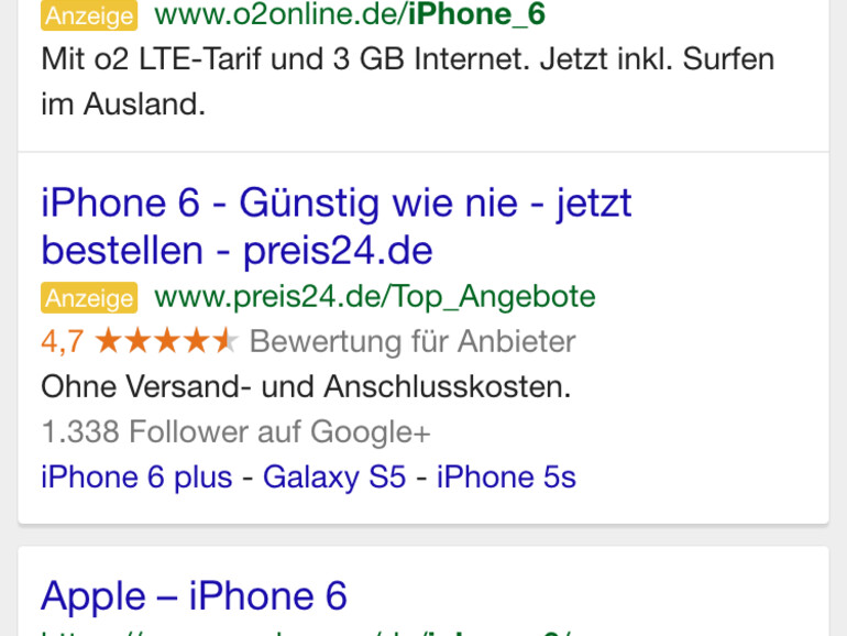 iPhone-6-Suche über Google