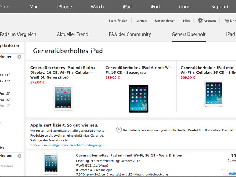 Generalüberholte iPads kaufen und dabei bis zu 42 Prozent sparen