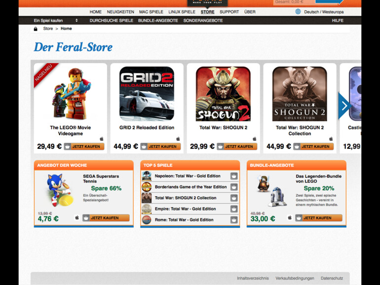 Feral Interactive: Von diesem Hersteller kommen sehr viele Mac-Umsetzungen von Windows-Spielen.