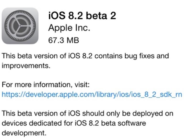 Der erste Beta-Test von iOS 8.2 startete vor rund drei Wochen
