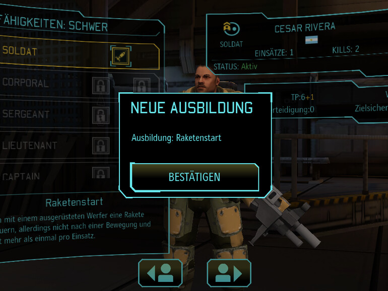 Nach jeder Mission erhalten die XCOM-Soldaten Erfahrungspunkte und können in verschiedenen Waffengattungen ausgebildet werden.