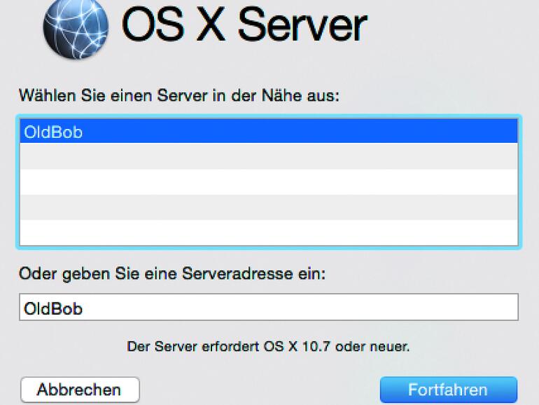 Server-Adresse eingeben