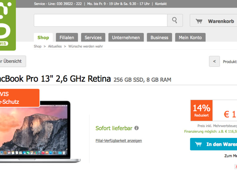Apple MacBook Pro 13 Zoll zum Rabattpreis