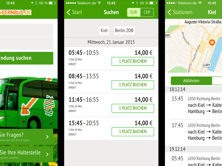 Buchen Sie Ihre nächste Busreise mit der App von MeinFernbus