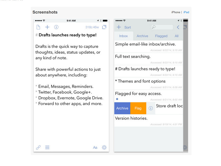 Drafts ist zurück im App Store