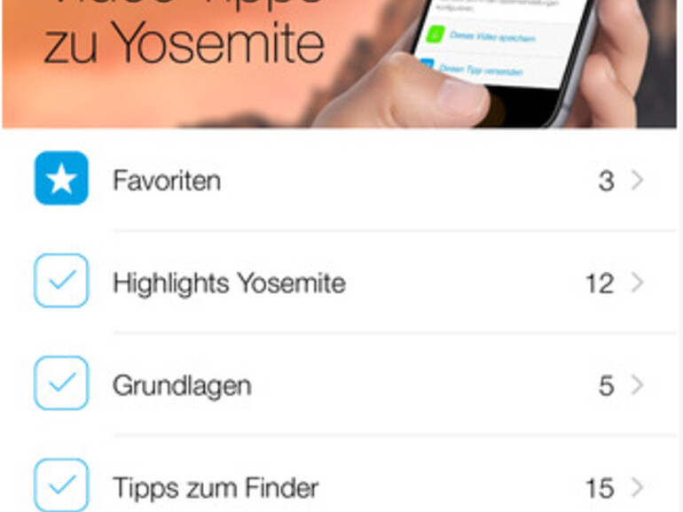 Übersichtlich in Kategorien aufgeteilt
