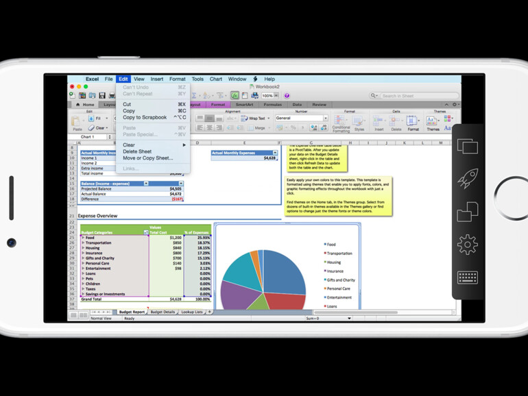 Excel (Mac) über Parallels Access auf dem iPhone 6