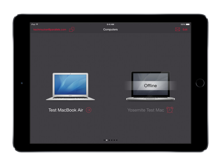 Auswahl des Remote Computers in Parallels Access