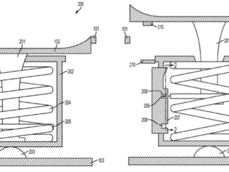 Homebutton mit Feder und Ausfahrmechanismus 