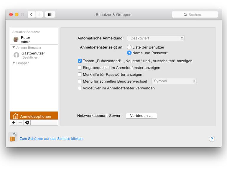 Automatisches Anmelden des Macs