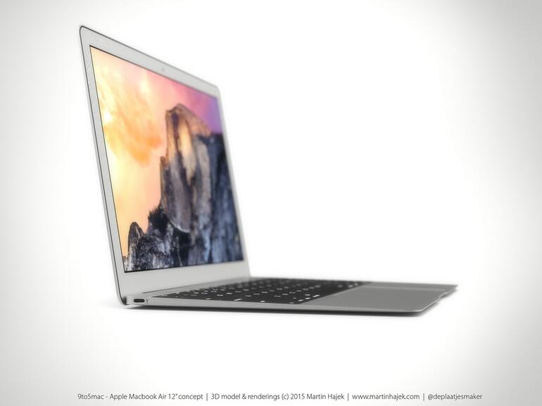 So könnte das MacBook Air 12" mit nur einem USB-C-Anschluss aussehen.