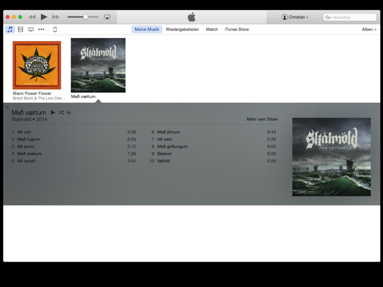 04. Ein Klick auf ein Album zeigt Ihnen erweiterte Informationen wie Erscheinungsjahr, enthaltene Lieder, Laufzeiten der einzelnen Lieder und das Cover.