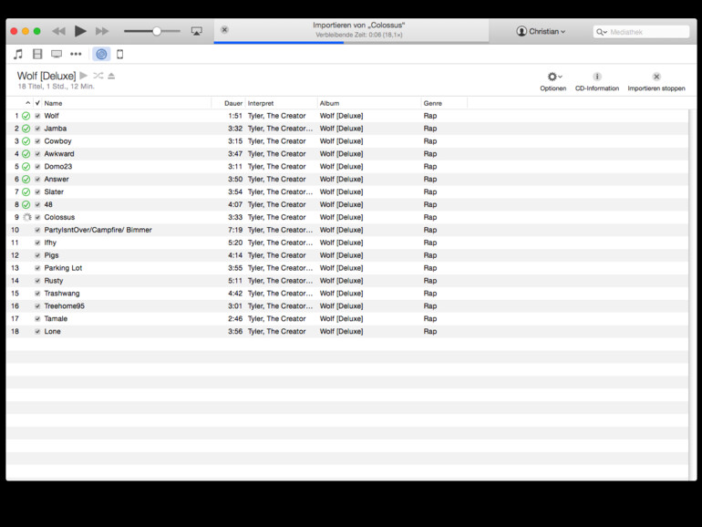Der Fortschritt wird Ihnen dabei sowohl durch kleine Haken links und detaillierte Informationen am oberen Fensterrand immer angezeigt.