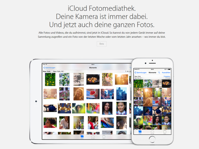 Sowohl die Browser-Anwendung iCloud Fotos als auch die App iCloud-Fotomediathek befinden sich noch im Beta-Test