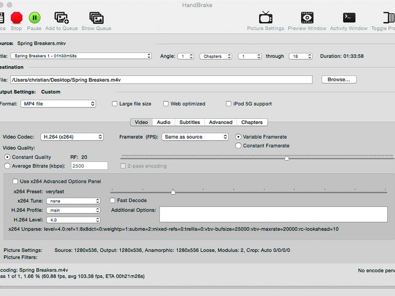 Je nach Größe der ursprünglichen Datei und der Qualitätseinstellungen kann der Encoding-Vorgang etwas dauern. Hier müssen Sie nichts tun.