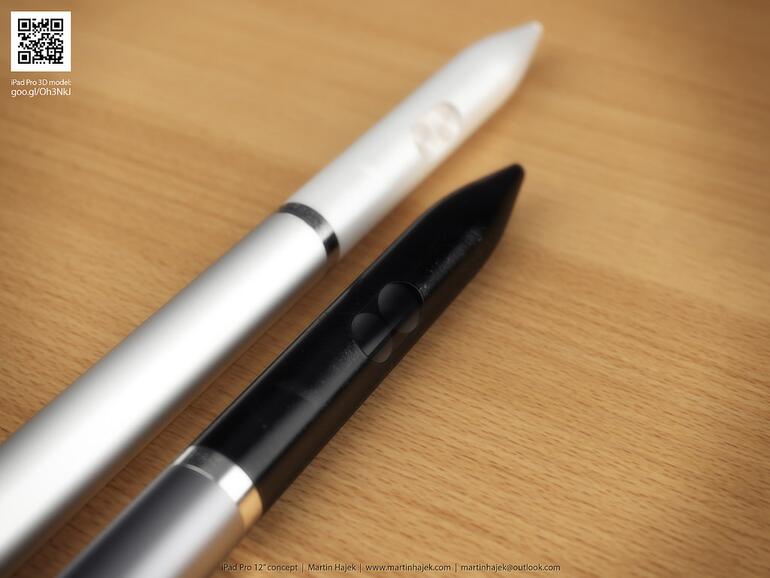 Am Griff des Stylus befinden sich zwei Touch-Buttons