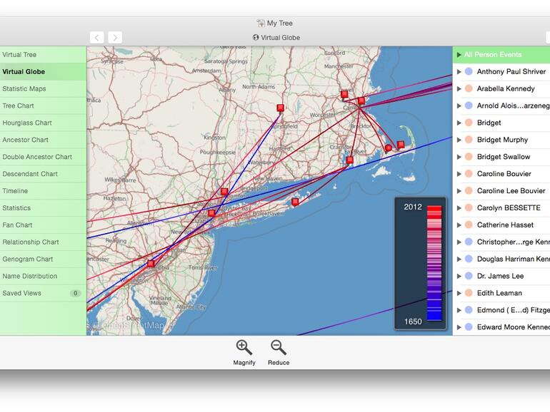 Kartenansicht in MacStammbaum