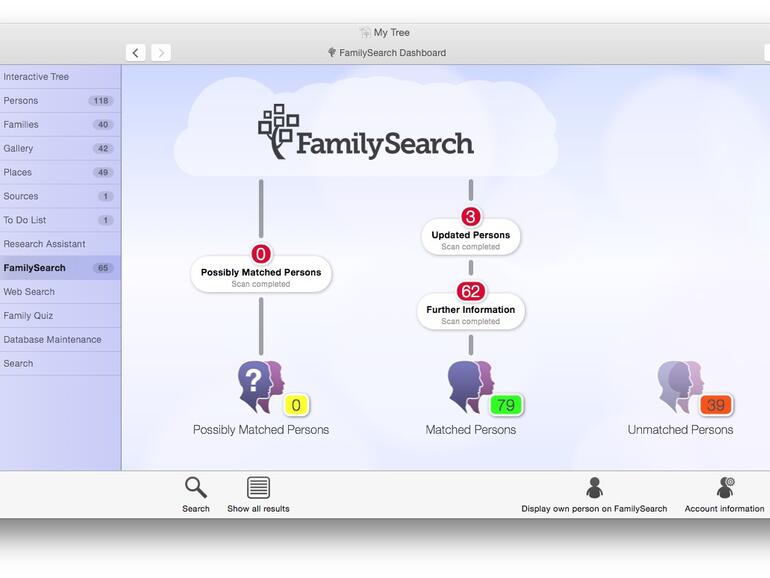 MacStammbaum kann auf das Archiv von FamilySearch zugreifen.