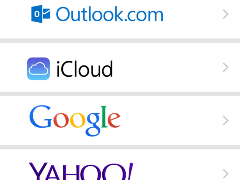 Die Auswahl der verfügbaren Anbieter ist gut. Leider fehlt die Option POP- und IMAP-Konten zu verwenden.