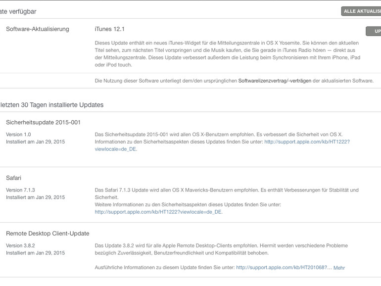 Update-Welle bei Apple