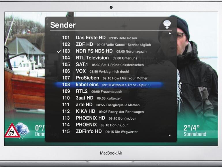 Die Senderliste zum Scrollen