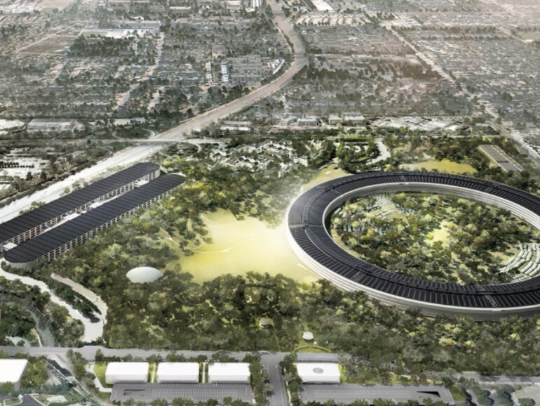 Blick auf das Computermodell des Apple Campus 2 (aus Apple-Campus-2-Video)