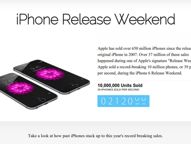 Leider hat die Webseite die Verkaufszahlen des iPhone 6 und des iPhone 6 Plus nicht nach Modell aufgeschlüsselt