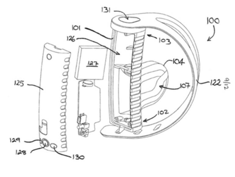 Technische Zeichnung des ergonomischen Handgriffs des Realm System