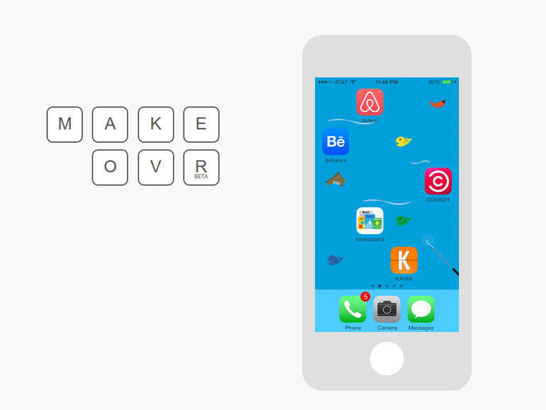 Makeovr kommt mit einigen voreingestellten Hintergundbildern, mit denen die App ab Werk funktioniert