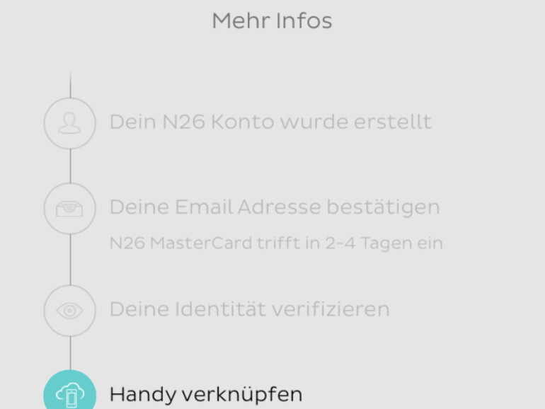 Zu Schluss muss man noch das eigene Smartphone mit dem Konto verbinden. Dazu bekommt man einen Code via SMS mitgeteilt.