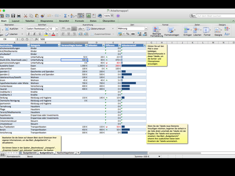 Excel 2011 wirkt unübersichtlich