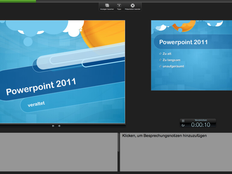 Der Präsentationsmodus in Powerpoint 2011