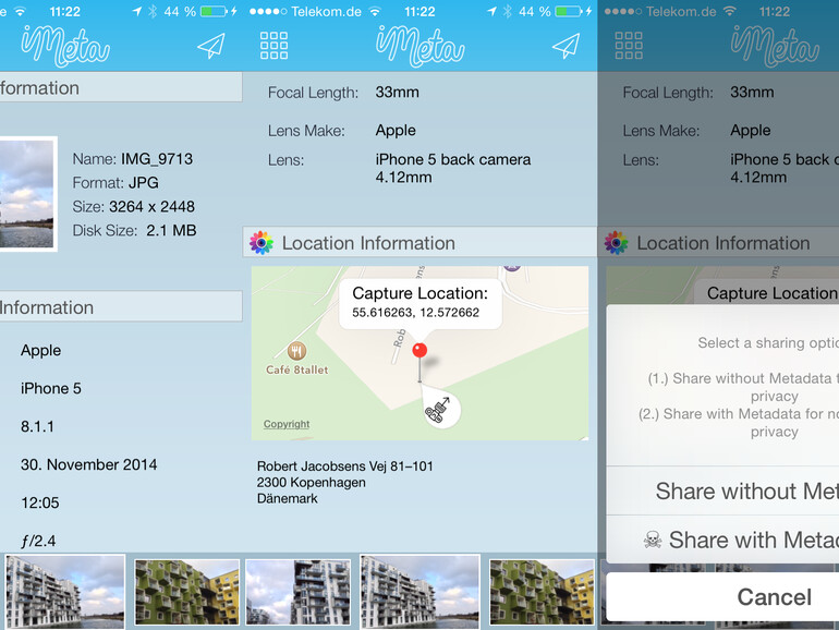 iMeta Photo: Meta-Daten aus iPhone-Fotos entfernen